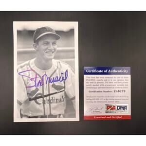PSA Stan Musial Autographed Postcard Musial Rookie Stan the Man Cardinals STL